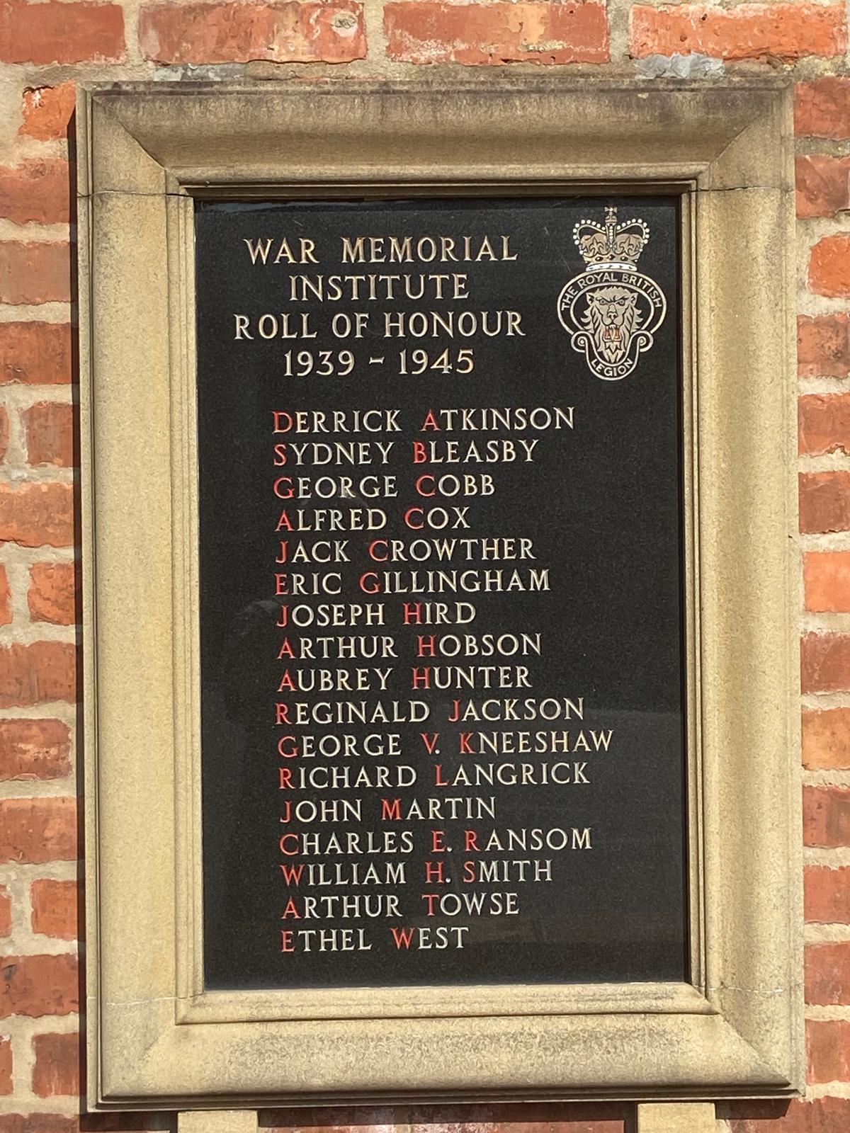 Original Second World War Roll of Honour plaque